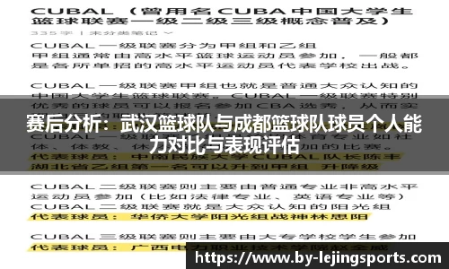 赛后分析：武汉篮球队与成都篮球队球员个人能力对比与表现评估